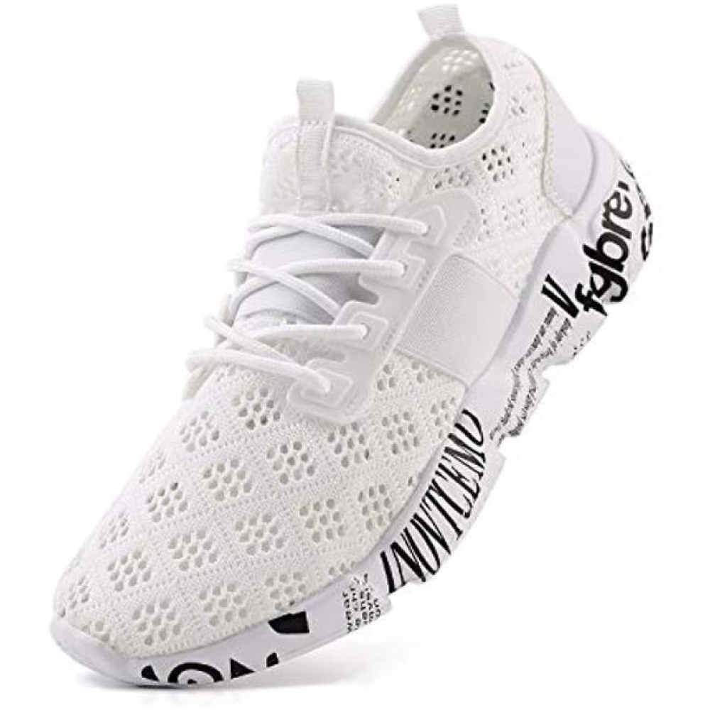 Men's Lightweight Breathable Mesh Street Sport Walking Shoes Casual Sneakers White